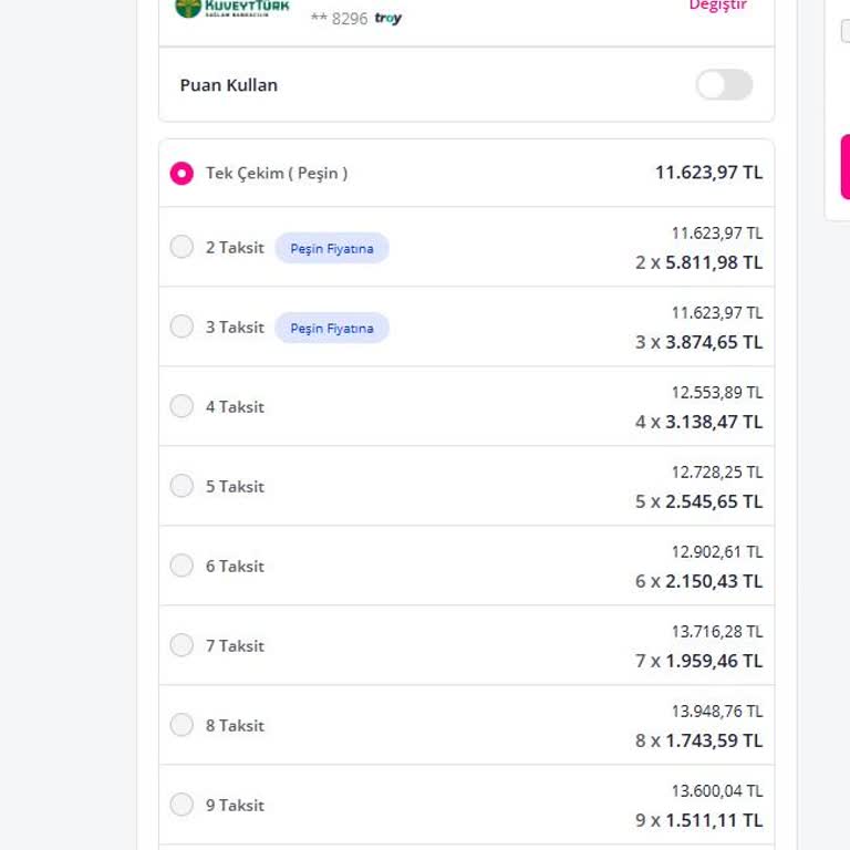 Peşin Fiyatına 9 Taksit Kampanyası Çıkmadığı İçin Alışverişim Tamamlanamadı