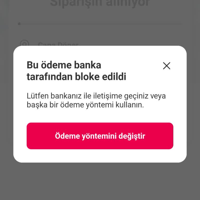 Halkbank Kartım Yemeksepeti'nde Sipariş Veremiyor