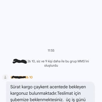 Sürat Kargo Çaykent Şubesinin Yanıltıcı Teslimat Bildirimi Ve KVKK İhlali
