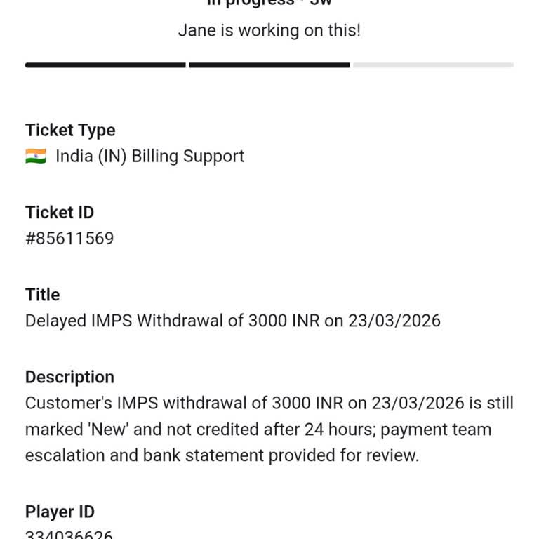 Parimatch Withdrawal Stuck as New and Not Processed