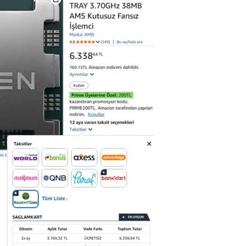 Amazon’da 6 Taksit Seçeneği Çalışmadığı İçin Yüksek Tutarlı Siparişler 3 Taksitle Alındı