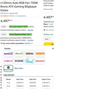 Amazon’da 6 Taksit Seçeneği Çalışmadığı İçin Yüksek Tutarlı Siparişler 3 Taksitle Alındı