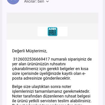 A101 Ekstra'dan 40.000 TL'lik Motosiklet Siparişinde Evrak Gönderilmemesi