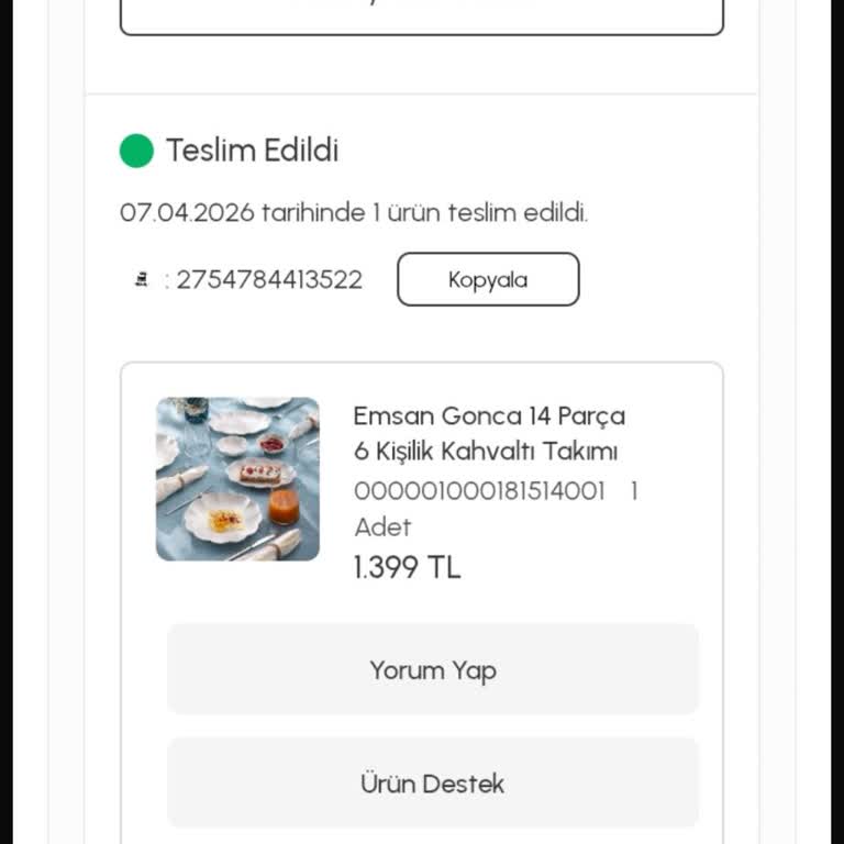 Teslim Edilmediği Görünen Sipariş İçin Acil Yeniden Gönderim