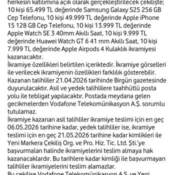 Vodafone Mart Çekilişi Sonuçları Yayınlanmadı Ve Resmi Açıklama Bekleniyor
