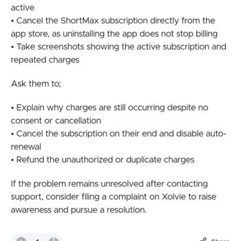 Shortmax Unauthorized Weekly Charges and Refund Request