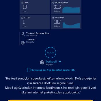 İnternet Hızım Sözleşmede Belirtilen 100 Mbps'yi Aşmıyor