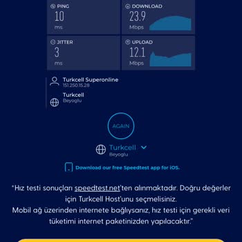 İnternet Hızım Sözleşmede Belirtilen 100 Mbps'yi Aşmıyor