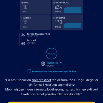 İnternet Hızım Sözleşmede Belirtilen 100 Mbps'yi Aşmıyor