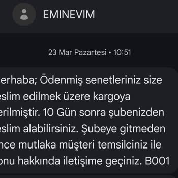 Eminevim Senet İadesi Gecikmesi Ve Şube Temsilcisi İletişim Sorunu