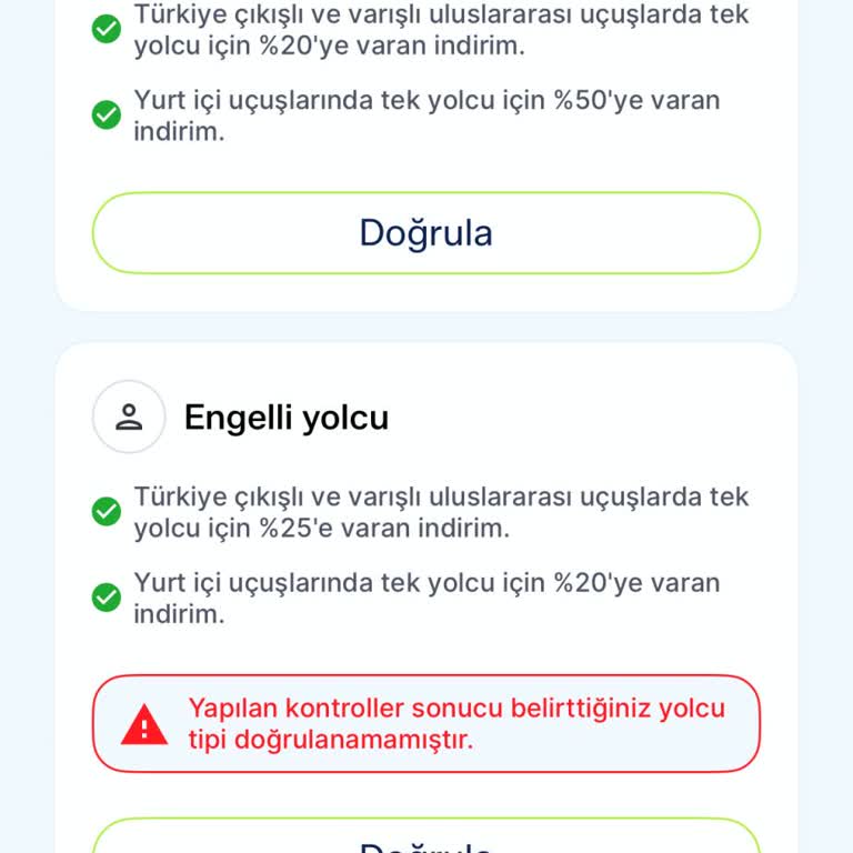 Engelli Bilet İndirimi Doğrulanamadığı İçin Ajet Mobil Uygulamasında Yaşanan Mağduriyet