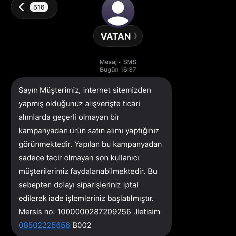 Kişisel Kullanım Amaçlı Sipariş Tacir İddiasıyla Haksızca İptal Edildi