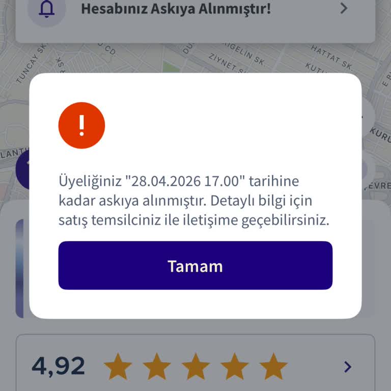 BiTaksi Sürücü Hesabı Nakit Ödeme Sonrası Haksızca Askıya Alındı