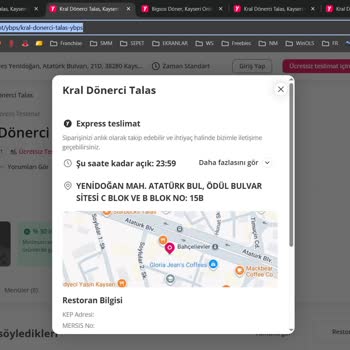Kral Dönerci Talas’ın Çoklu Sayfaları Yanıltıcı Fiyat Ve Kampanya Sunuyor