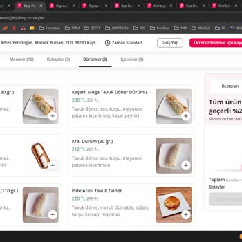 Kral Dönerci Talas’ın Çoklu Sayfaları Yanıltıcı Fiyat Ve Kampanya Sunuyor