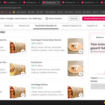 Kral Dönerci Talas’ın Çoklu Sayfaları Yanıltıcı Fiyat Ve Kampanya Sunuyor