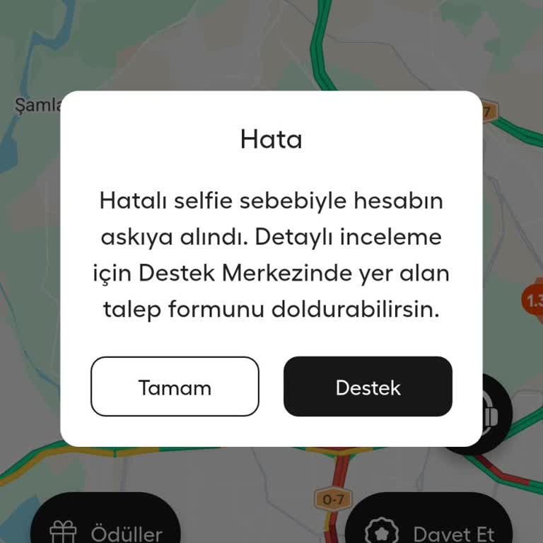 Hatalı Selfie Uyarısı Martı Tag Sürücü Hesabımı Engelliyor