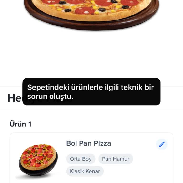 Domino's Uygulamasında Hediye Ürün Eklenemiyor