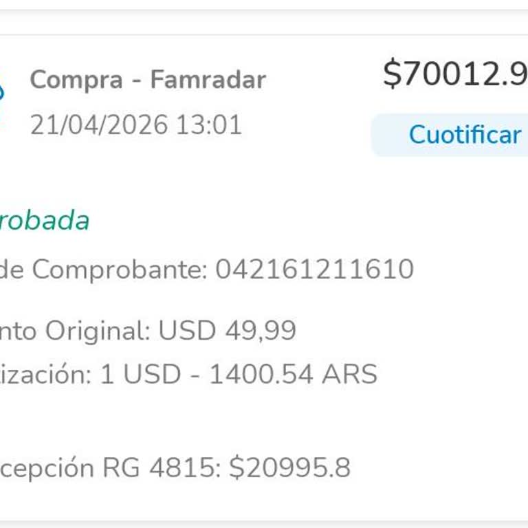 Débito no autorizado de FamRadar, solicito reembolso y cancelación de suscripción