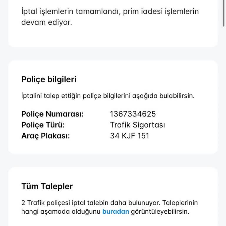 İptal Edilen Trafik Sigortası İadesi 2.555 TL Hesapta Yok