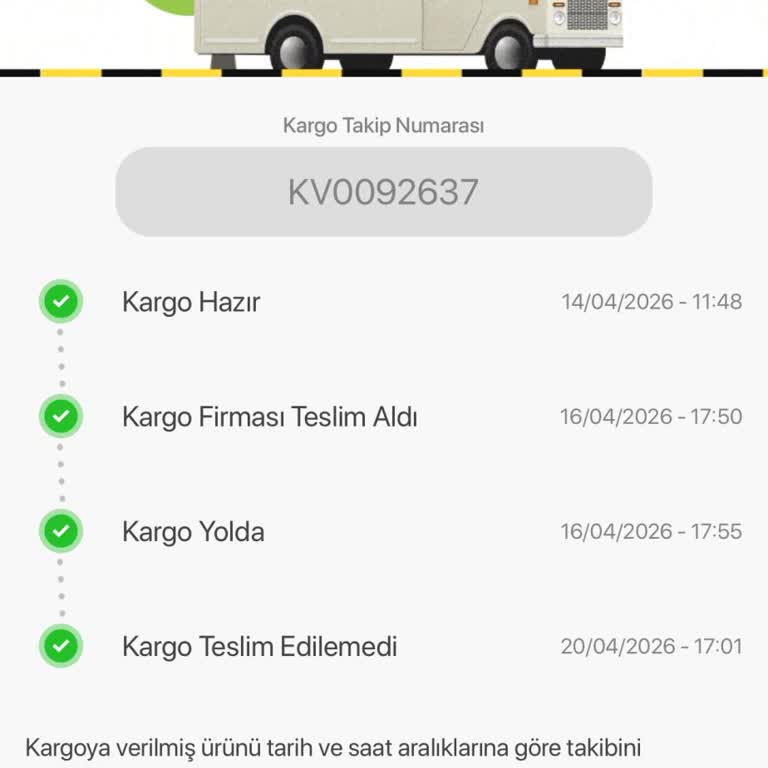 Kv0092637 Numaralı Kargonun Bulunamaması Ve Bilgi Verilmemesi