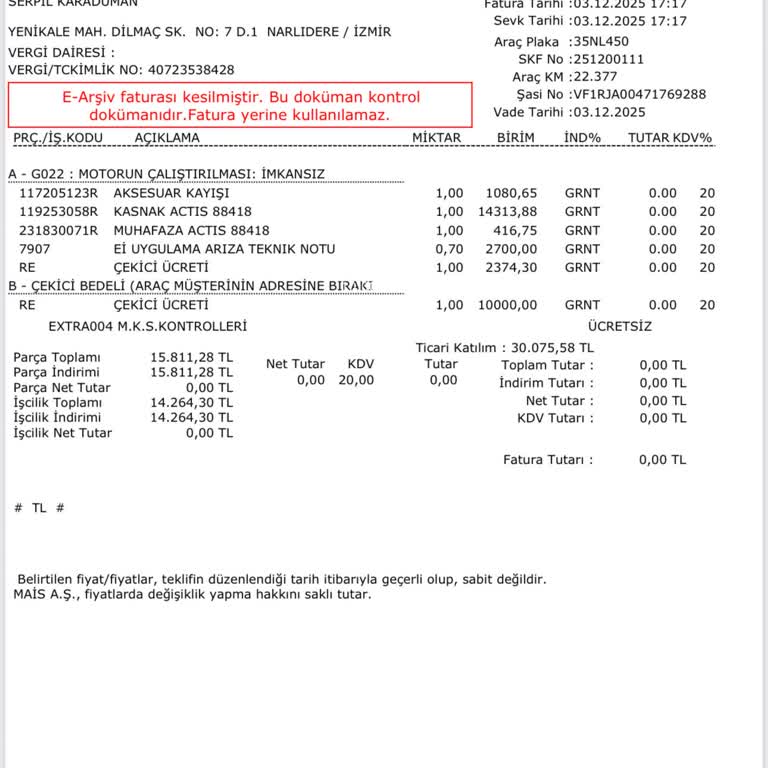 Tekrarlayan Arızalar Ve Fabrika İncelemesi Talebinin Reddedilmesi