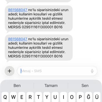 Siparişim Teslim Saatine Yakın Stok Yetersizliğinden İptal Edildi