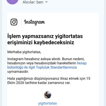 Yanlışlıkla Kapatılan İnstagram Hesabımın Hemen İncelenmesi Ve Yeniden Aktifleştirilmesi Talebi