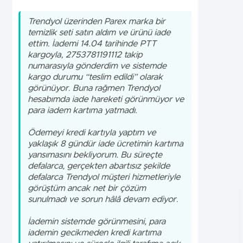 İade İşlemi Görünmüyor Ve Para Kredi Kartıma Yansımıyor