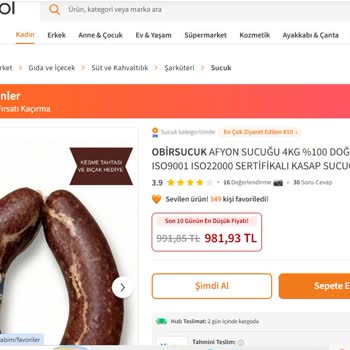 Aynı Sucuk İçin 523 TL Fiyat Farkı Ve Yorum Yayınlanmaması