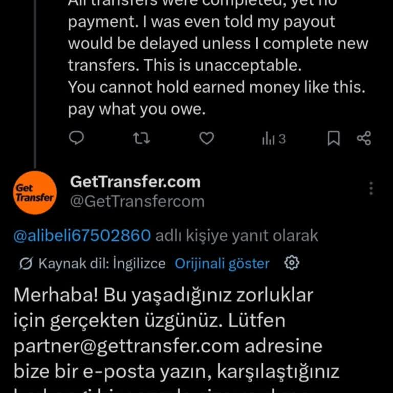 Gettransfer'den Alacak Ödemesinin Koşulsuz Ve Acil Yapılmasını Talep Ediyorum