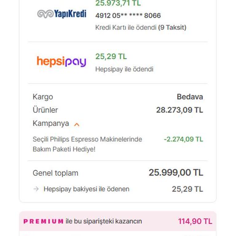 Kahve Makinesi Faturasında Yanlış Bedel Ve Hediye Bakım Paketi Ayrı Görüntüleniyor