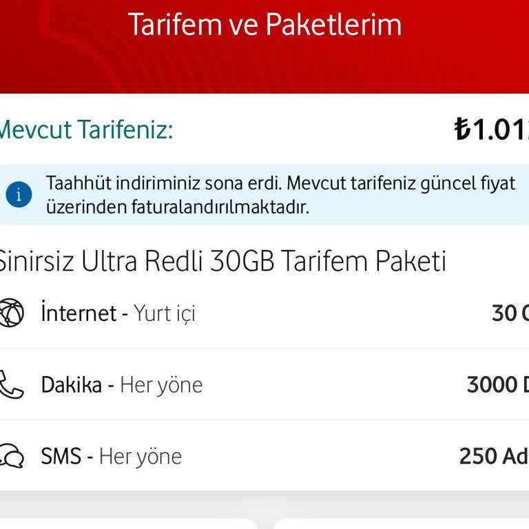 Vodafone Red Tarifim Yenilenemiyor Ve Haklarım Kısıtlanıyor