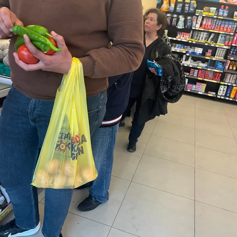 Çanakkale Kepez Şok Market’te Uzun Kasa Kuyrukları Ve Ekmek Poşeti Eksikliği