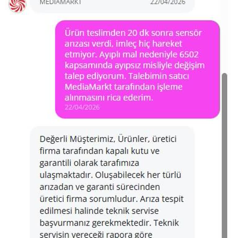 Media Markt'tan İlk Kullanımda Arızalanan Mouse İçin Acil Değişim Talebi