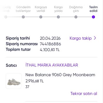 Teslim Edilmeyen New Balance 9060 Ayakkabı İçin İade Talebi