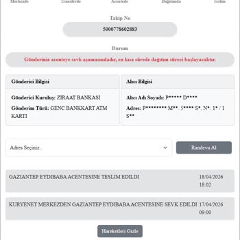 Kuryenet'te Kart Teslimatı Gerçekleşmedi, Takip Bilgileri Yanıltıcı