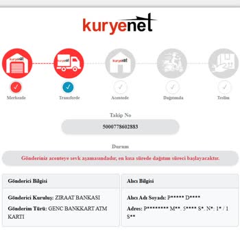 Kuryenet'te Kart Teslimatı Gerçekleşmedi, Takip Bilgileri Yanıltıcı