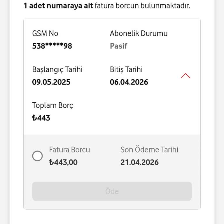 Taahhüt Sonrası Hattıma Yansıtılan Haksız 443 TL Fatura İptal Talebi
