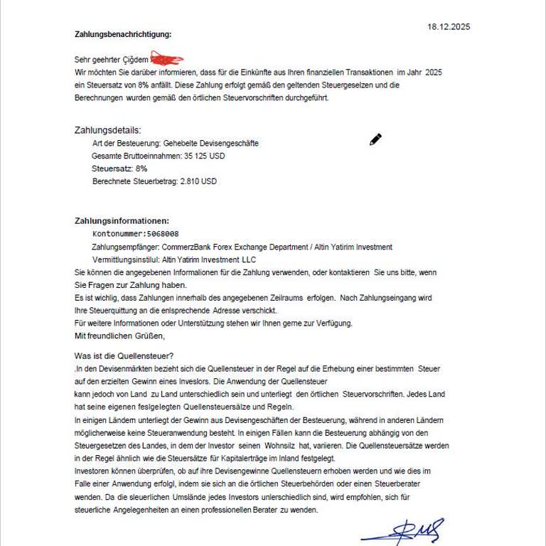 Altın Yatırım FX'de Çekim Ücretleri Ve İade Talebi