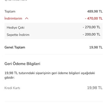 İade Sonrasında Hediye Çeki Geri Verilmedi