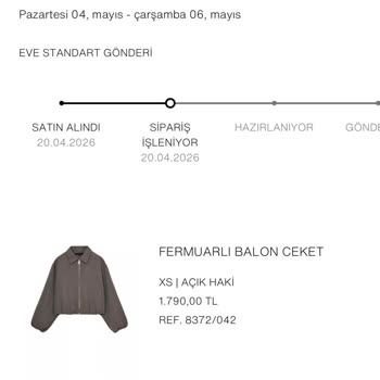 Zara Siparişimin İşlem Aşamasında Olması Nedeniyle İptal Edilememesi