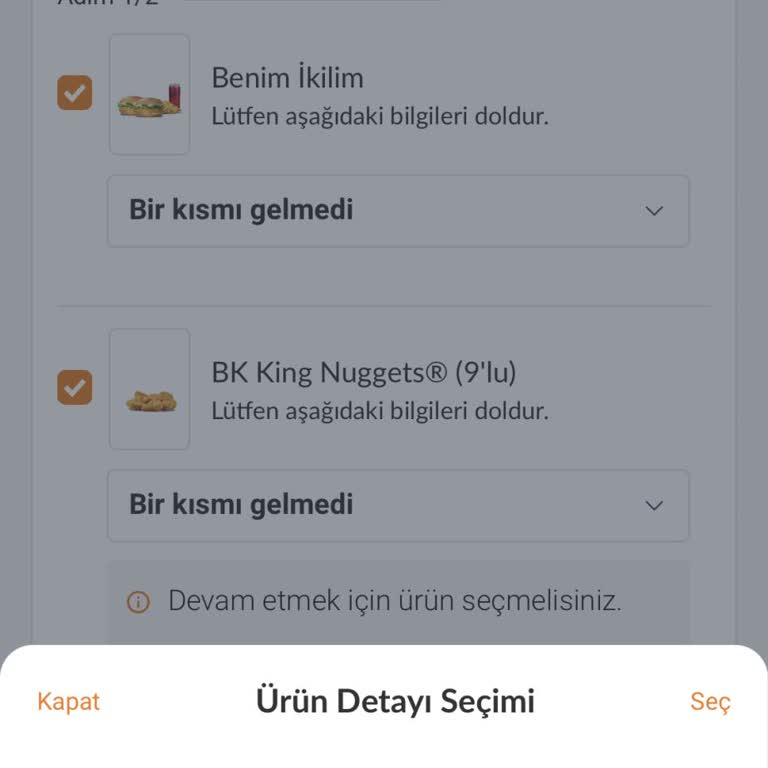 Trendyol GO’da Burger King Siparişinde Yanlış Boy Patates Ve Eksik Nugget