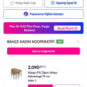 Gönderilmemiş Zigon Sehpa Siparişi Ve Cevapsız Müşteri Hizmetleri