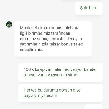 Büyük Kayıp Sonrası Bonus İsteği Reddedildi