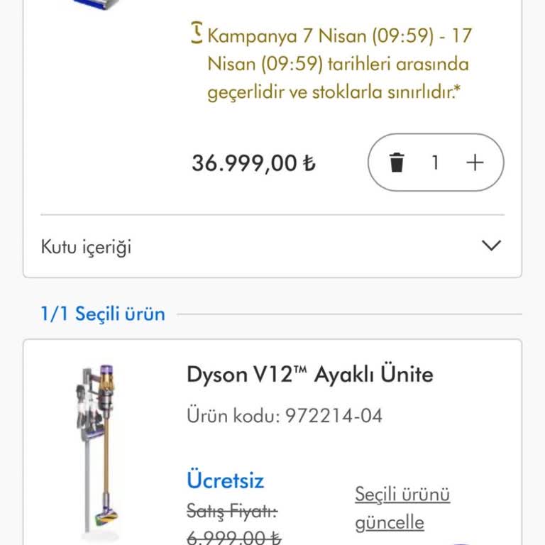 Dyson Standı Ücretsiz Gösterimi Yanıltıcı