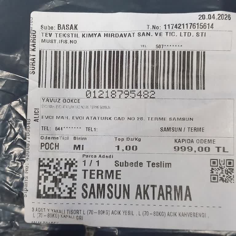 Kalitesiz Ve Farklı Tişört Gönderimi, Satıcı İletişim Bilgisi Yok, İade Talebi