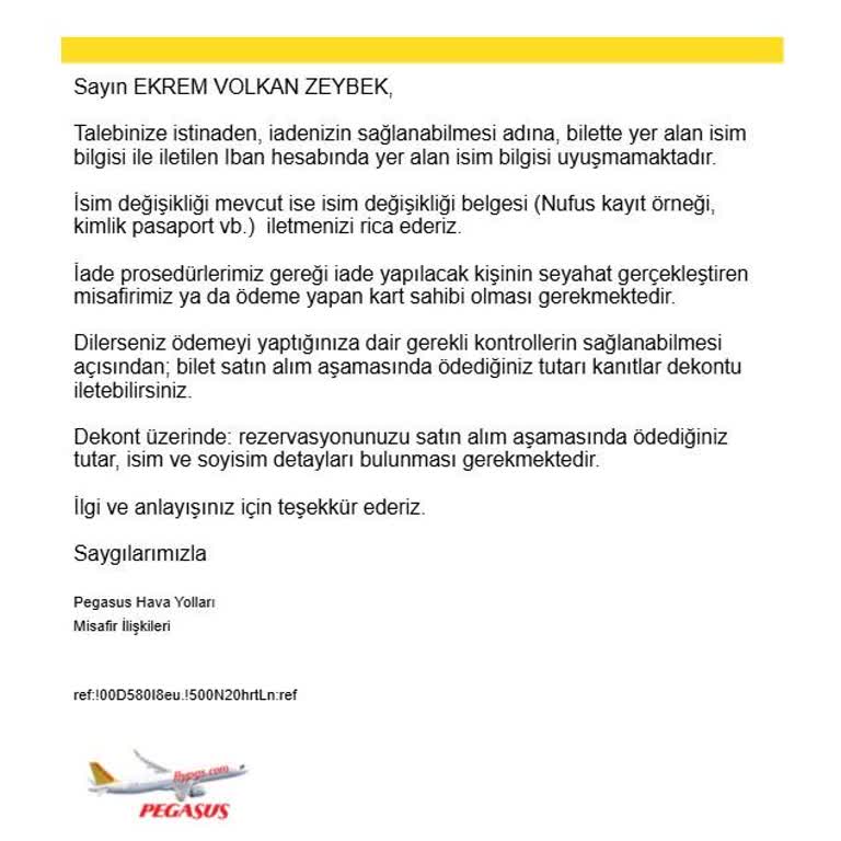 İsim Farklılığı Nedeniyle Ücret İadesi Yapılamıyor