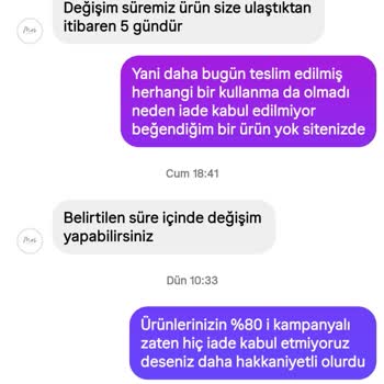 İade Reddi Ve Zorunlu Değişim Nedeniyle Yaşadığım Mağduriyet