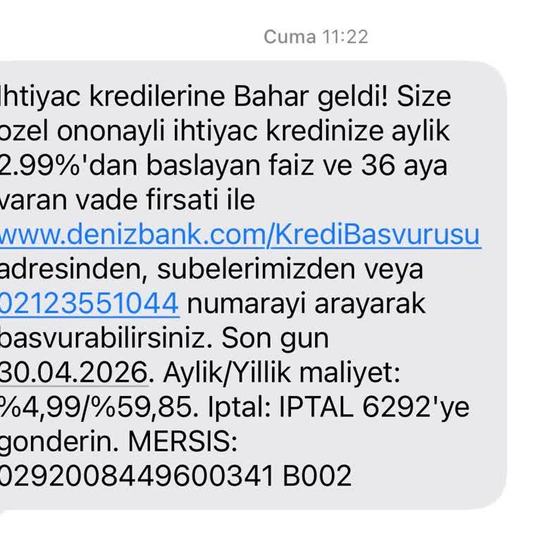BDDK Denizbank’ın Size Özel Ön Onaylı Kredi İfadesi Yanıltıcı